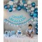 Birthday Decoration Kit 63 Pcs | Metallic Blue/Sliver/Pastel Blue/White Balloons, Silver Confetti Balloon, Blue HBD Banner