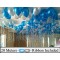 10 Blue & Silver Metallic Balloons with Matching Ribbon for Decoration, Balloon for Birthday (50 pcs)