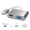 ADNET Type C to HDMI +VGA Adapter, USB 3.1 Type C (USB C) to VGA HDMI UHD Converter Adapter with Aluminum Case for Mac Book/Chrome Book Pixel