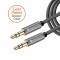 Amkette Nylon Braided Aux Audio Cable - 3.5 mm Gold Plated jack Male to Male tangle free for Car Stereo, speakers, headphones - 4.92 Feet (1.5 Meters) - (Grey)