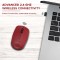Amkette Hush Pro Go Wireless Mouse with Advance 2.4 Ghz Connectivity |Silent Switch| Ergonomic Design|, Ultra-Compact, High Precision 1200 DPI, Smart Auto Sleep Function (Red)