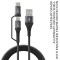boAt Deuce USB 300 2 in 1 Type-C & Micro USB Cable 1.5M with 3A Fast Charging & 480mbps Data, 10000+ Bends Lifespan