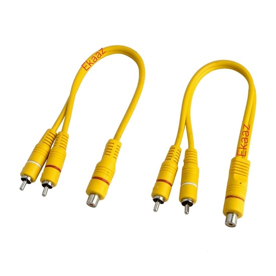 Ekaaz Rca Cable Y Splitter 1 Female To 2 Male Rca | Dual Shielded Connectors Extension Cable (2 pcs)