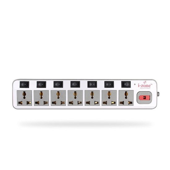 Casa 7x7 Extension Cord with 4 Yard Copper Cable 7 Universal Sockets with 7 Dedicated Switches, 6amp