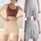 Double-Layer Front Crotch Ice Silk Safety Shorts, Women Seamless Safety Pants for Matching Skirts Dresses (Beige)