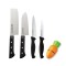 Kai Premium Stainless Steel Nakiri Kitchen Knife | Santoku Knife, Serrated Knife & Free Ceramic Sharpener - 4 Pcs