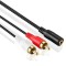 KEBILSHOP 3.5mm Female Stereo Jack to 2 RCA Male Plugs Cable 1.5 Meter/4.9 Ft for Personal Computer