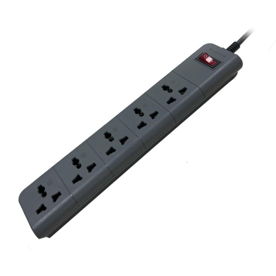 LAPCARE SURGEE 5 (1.5M Cord Length) Multiplug Extension Board with 5 Power Sockets, 1500W, Fire Proof Material, Short Circuit Protection(Black) Surgee 5 (1.5M)
