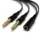 Lapster gold plated 2 Male to 1 Female 3.5mm Headphone Earphone Mic Audio Y Splitter Cable for PC Laptop