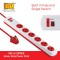 MX 6 Way Outlet Power Strip with Universal Socket, Master Switch, LED Indicator | 1.5M Cord Extension Board - MX-3770