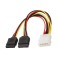 4 Pin Molex to 2X Sata Power Y | SATA III Data Cable with Locking Latch for HDD, SSD, DVD Writer, Hard Disk Drive
