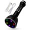 Pick Ur Needs Karaoke Mic with Led Light Wireless Bluetooth Microphone Connection Player Speaker 2-in1 with Recording + USB+FM (Black) Karaoke Microphones