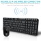 Rapoo X1800Pro 2.4G Wireless Keyboard and Mouse Combo with Spill-Resistant and Multimedia hotkeys Design for Laptops Desktops PC