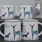 Stag Blue Coffee Mug 4 pcs to Gift to Best Friends, Coffee Mugs, Microwave Safe Ceramic Mugs, (300 ml Each)