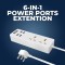 UBON 6-in-1 Power Series EXT-2, 1500W Extension Board with 2.1Amp 4 USB Charging Output & 2 Three Pin Power Sockets, 2mtr Cord Length, Smart Protection System, Universal Compatibility - White