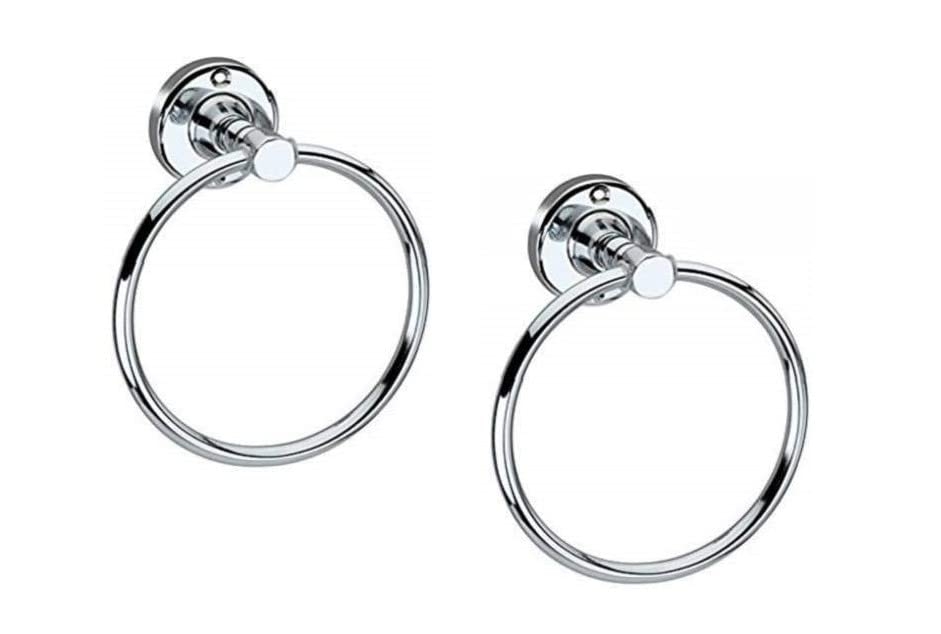 Stainless Steel Towel Ring for Bathroom/Wash Basin/Napkin-Towel Hanger/Bathroom Accessories 2 pcs (Chrome-Round)