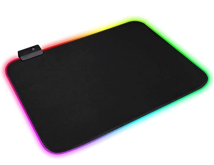ADNET RGB Gaming Mouse Pad, Large Size Extended Gaming Mouse Pad with- LED | 16 Million RGB Color Set | 7 LED Color | 14 Lighting Mode | 2 Brightness Mode | Gaming Computer Mouse Pad Mat (Black)