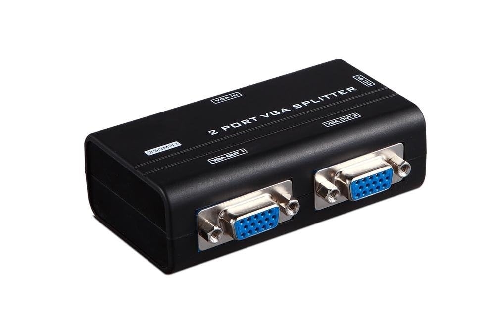 ADNet 2 Port VGA Splitter | 1 In 2 Out VGA Switcher | 1 PC to 2 Monitors Video Converter