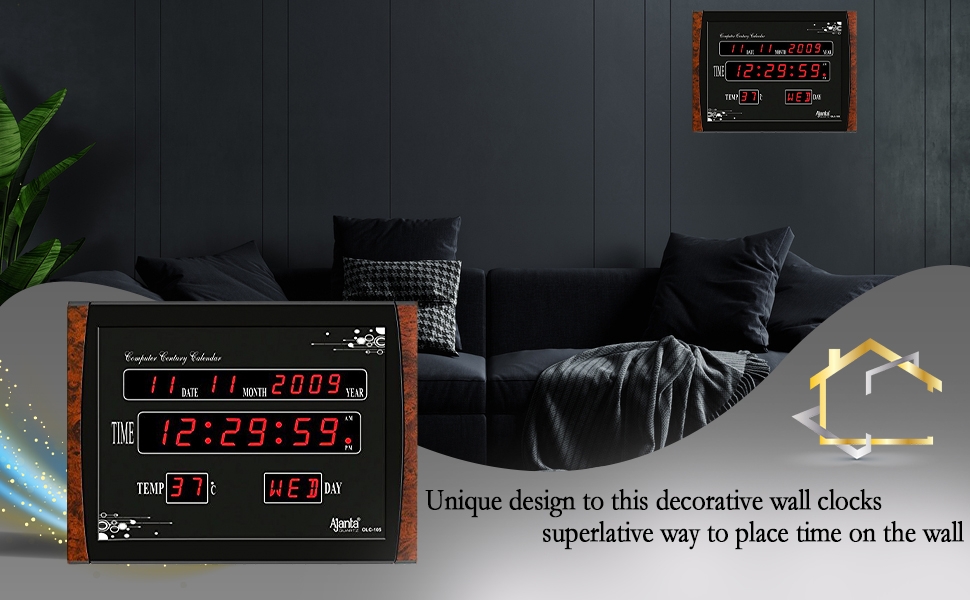 Ajanta Quartz Digital Red LED Rectangle Wall Clock,SPN-MX9E8