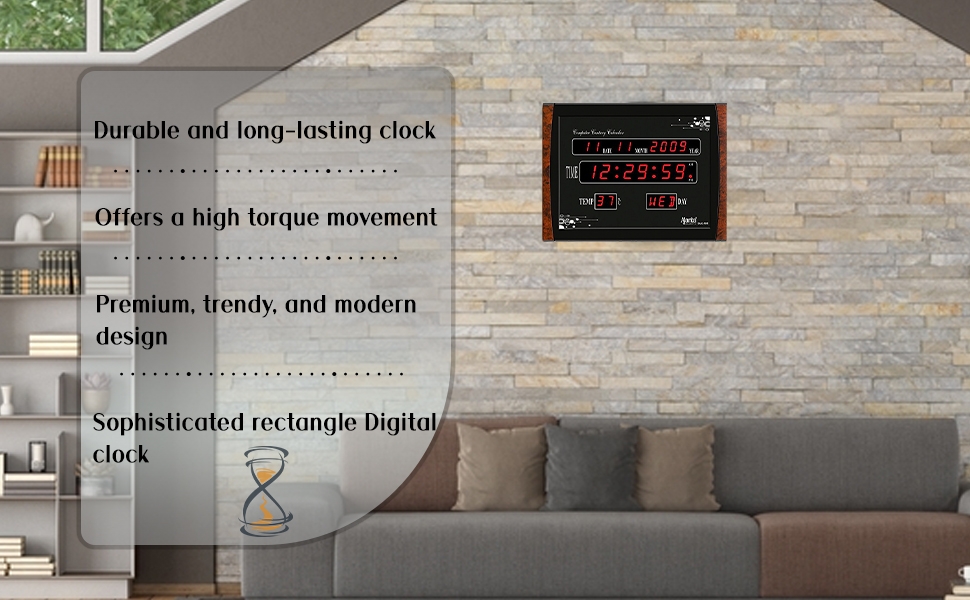 Ajanta Quartz Digital Red LED Rectangle Wall Clock OLC 105,SPN-MX9E8