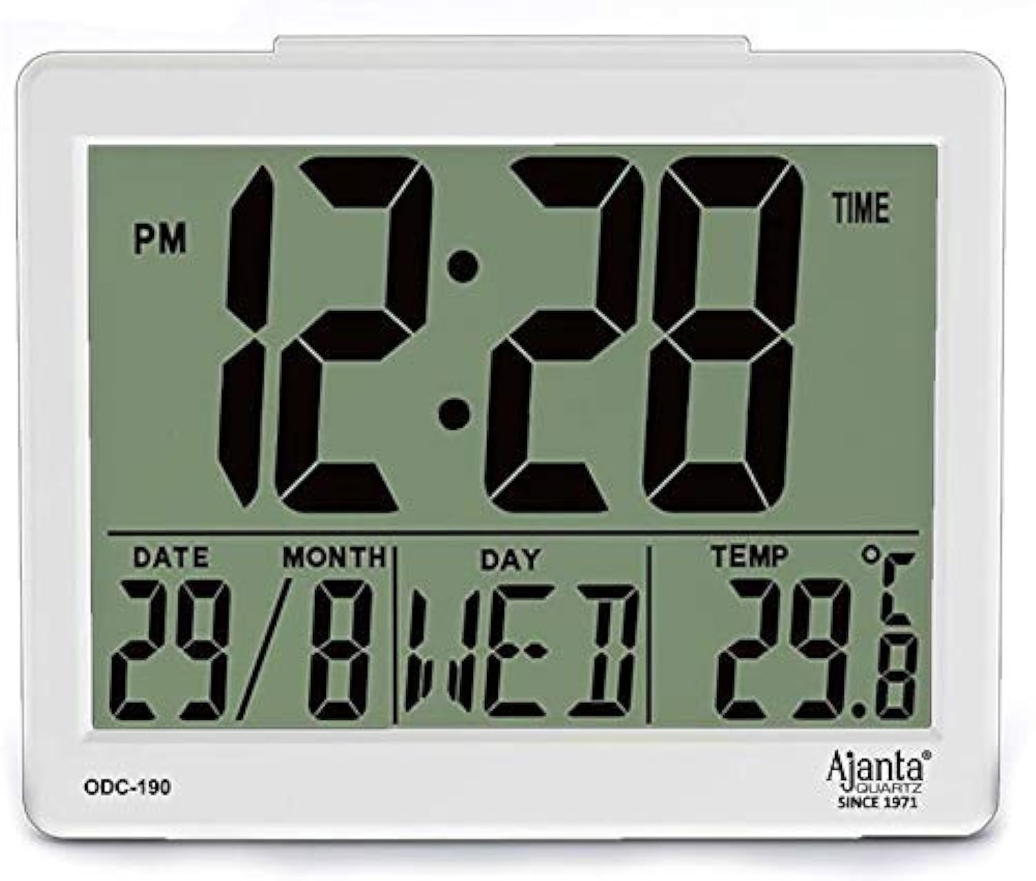 Ajanta Quartz Plastic Digital Alarm & Table clock, (8 x 7 x 3.5 cm, White, ODC 190)