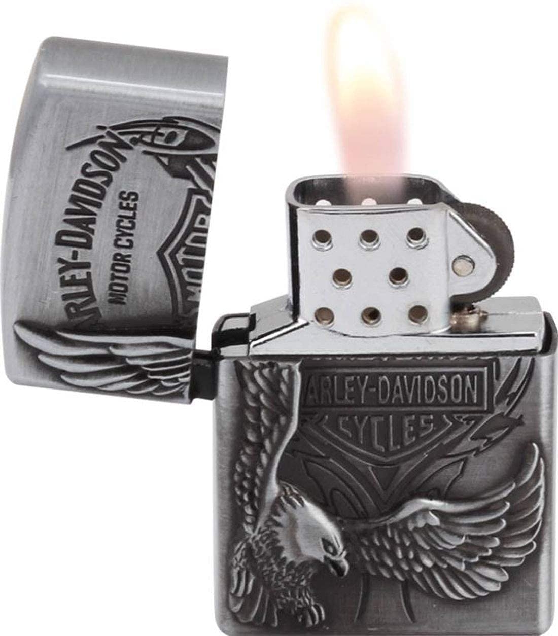 Alkey Egle ciggrette Lighter with Vintage Flip Top | Cigarette Stylish Pocket Lighter | Stainless Steel Lighter (Silver) Cigarette Lighter