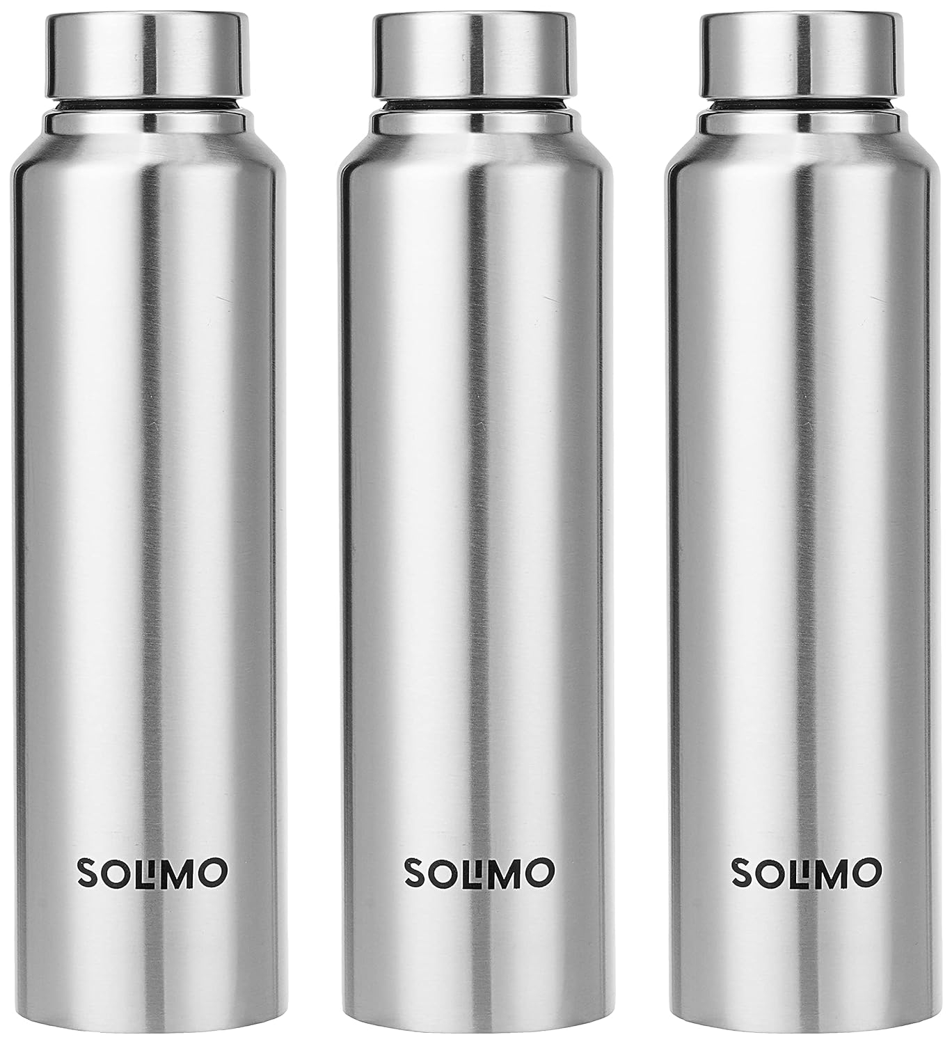 Solimo Slim Stainless Steel Water Bottle | spill proof, rust free body for juice, shake home office use (3 pcs/1 L)