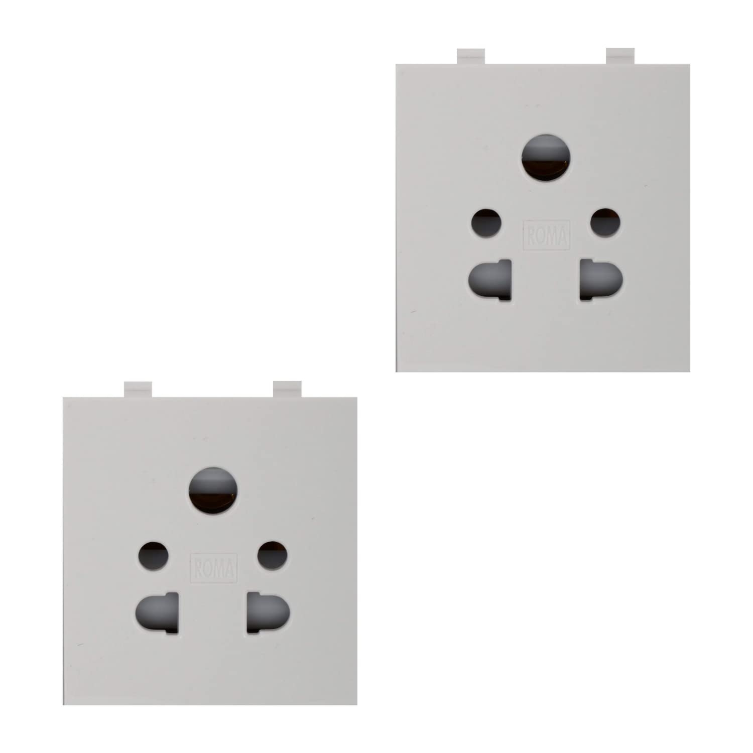 ANCHOR 13/10/6 A 240 V Polycarbonate Roma Combi Socket (Standard Size, White) (2 pcs)