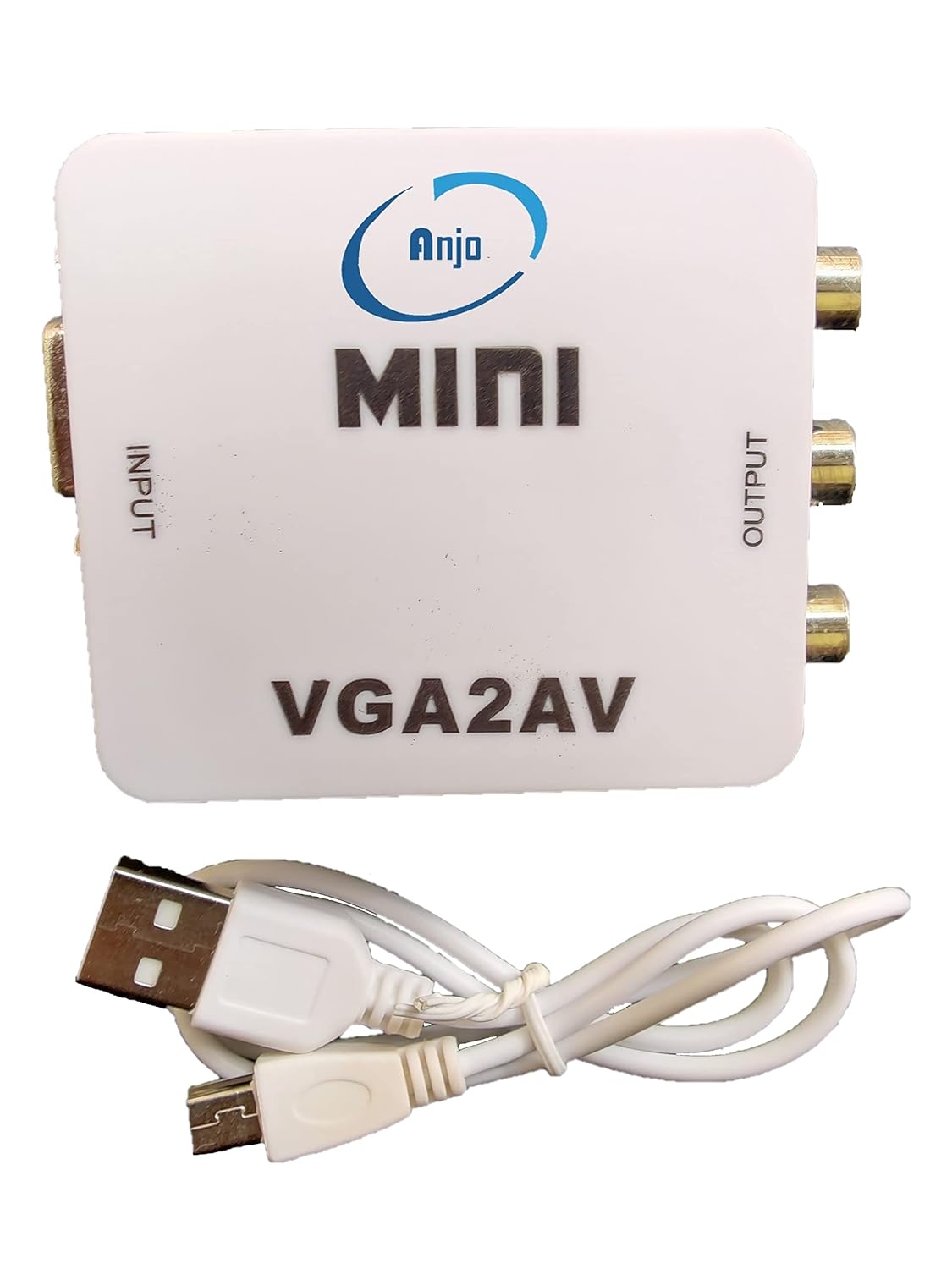VGA to AV/RCA/CVBS Audio Video Converter Adapter Box with USB Power 3.5mm Audio/Aux Cable for TV, PC, Laptop