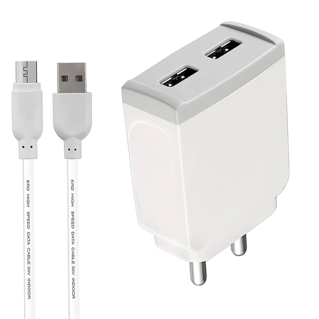 4Amp Fast Wall Charger for Samsung, Oppo, Vivo, Mi, Redmi | 5Volt Adapter with Data Transfer Fast Charging USB Cable