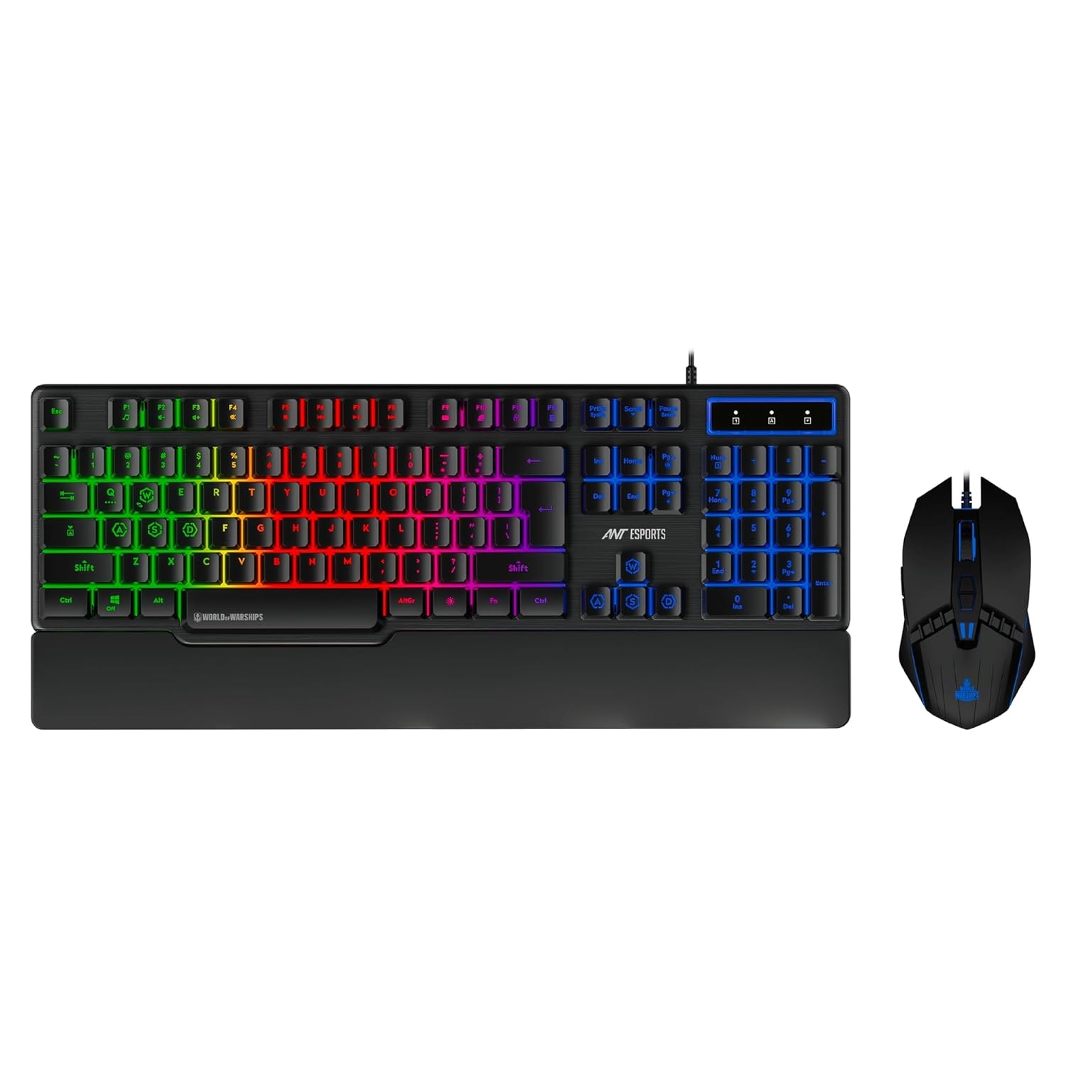 Ant Esports KM500W Gaming Backlit Keyboard & Mouse Combo, LED Wired Gaming Wrist Keyboard for PC/Laptop/Mac