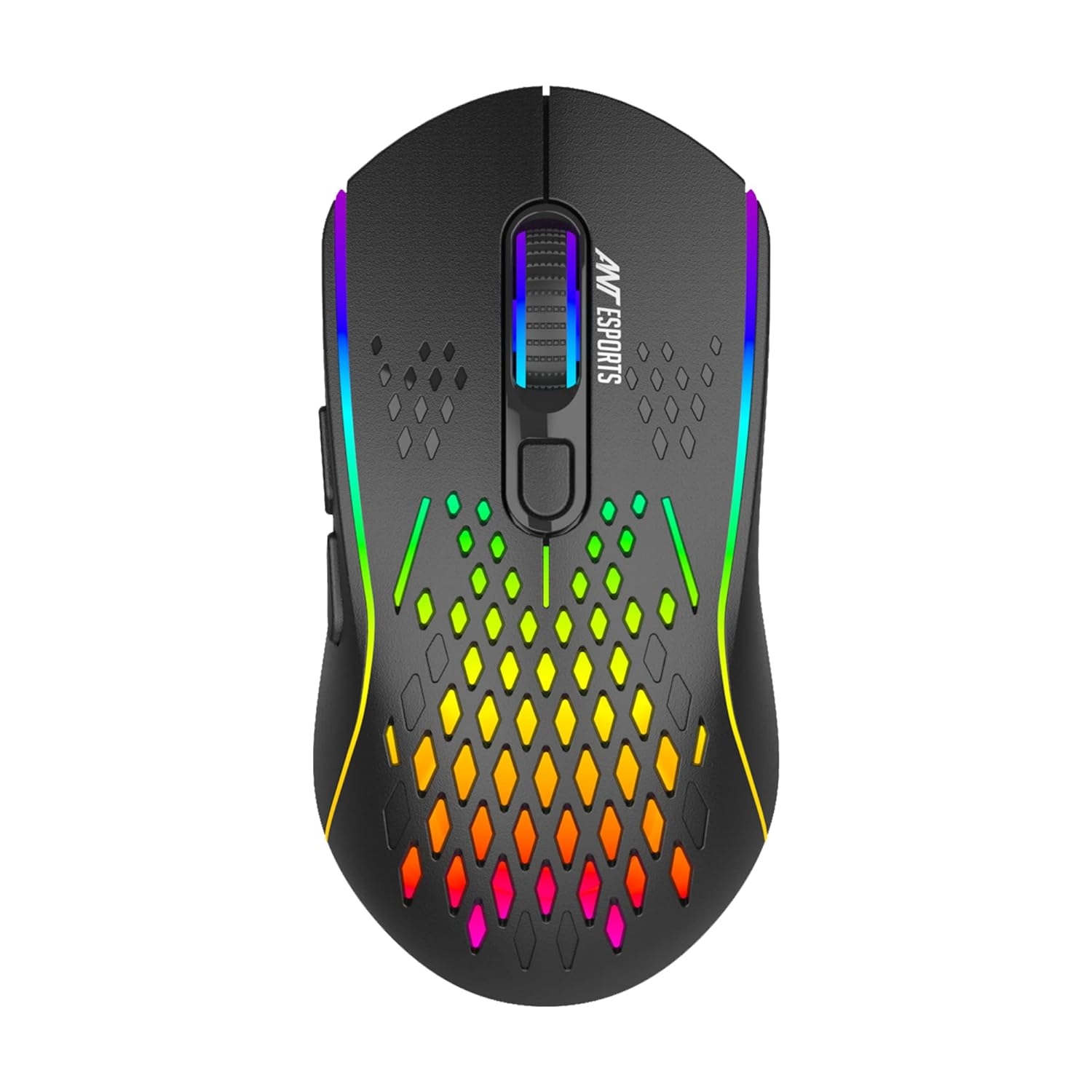 Ant Esports GM700 2.4GHz Wireless RGB Gaming Rechargeable Mouse | Honeycomb Shell, 11 LED Light Modes, 4 Adjustable DPI
