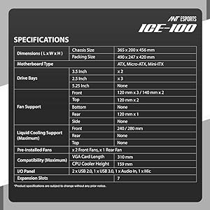 ant esports ice 100 specifications