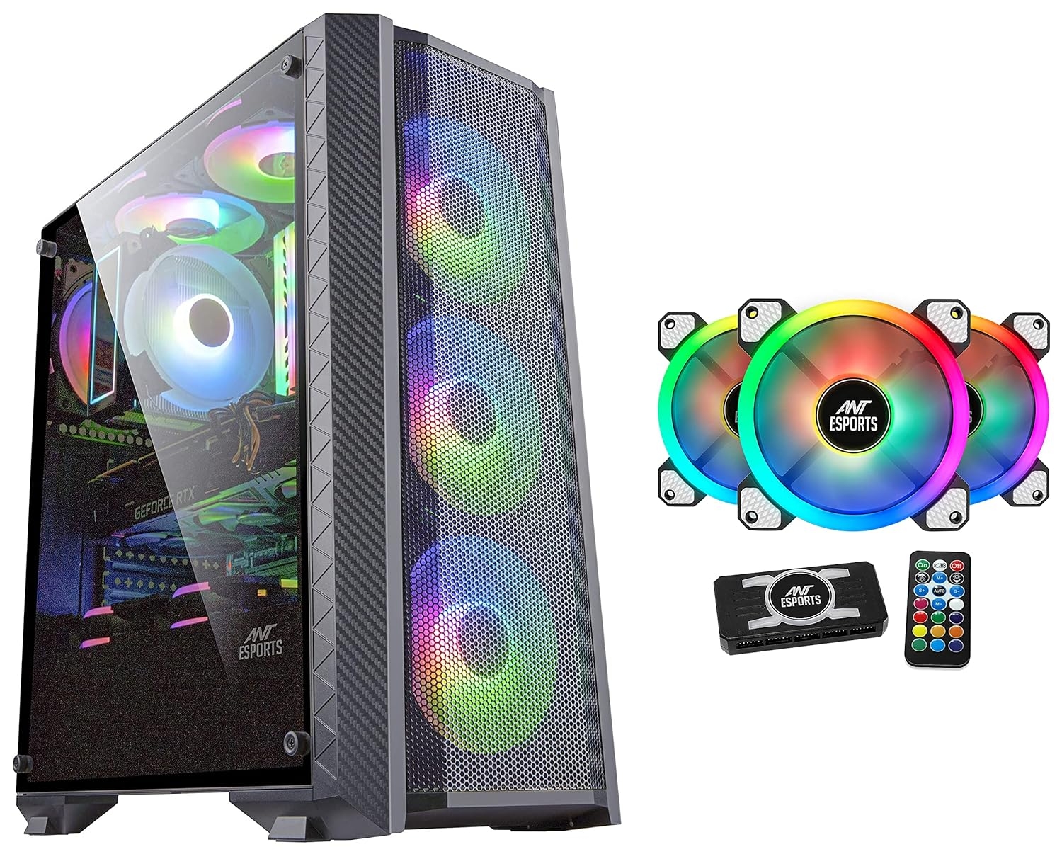 Ant Esports ICE-311MT ATX Computer Mid-Tower Gaming Cabinet & Superflow 120 ARGB Case Fan