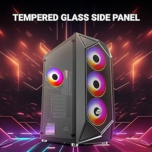 Ant Esports ICE- 150TG Mid-Tower Computer Case/Gaming Cabinet - Black | Support ATX, M-ATX, ITX | Pre-Installed 3 x 120 mm ARGB Front Fans