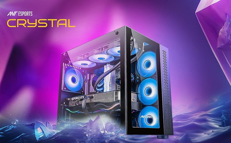 ant esports crystal computer case gaming cabinet