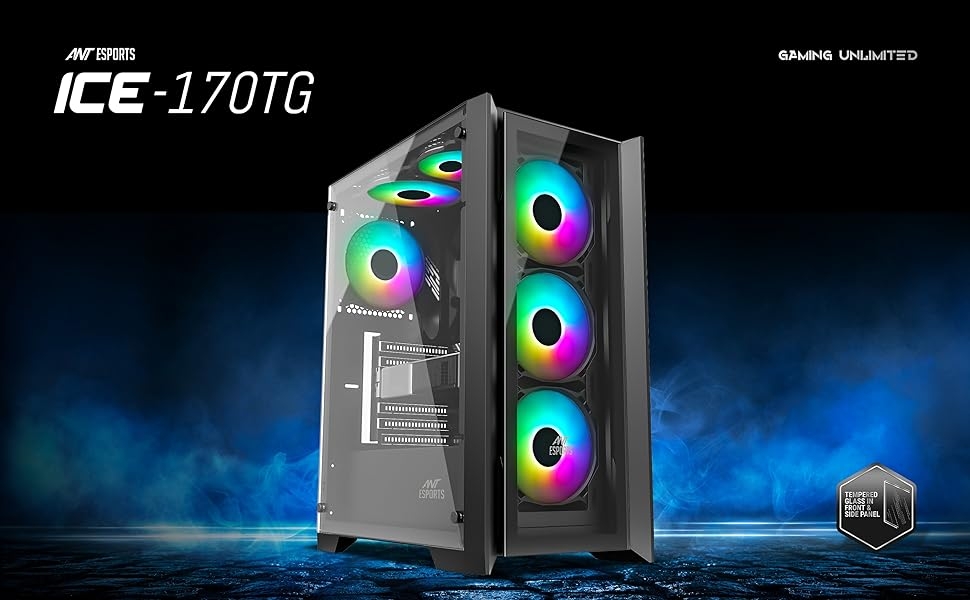 ant esports ice170tg computer case gaming cabinet
