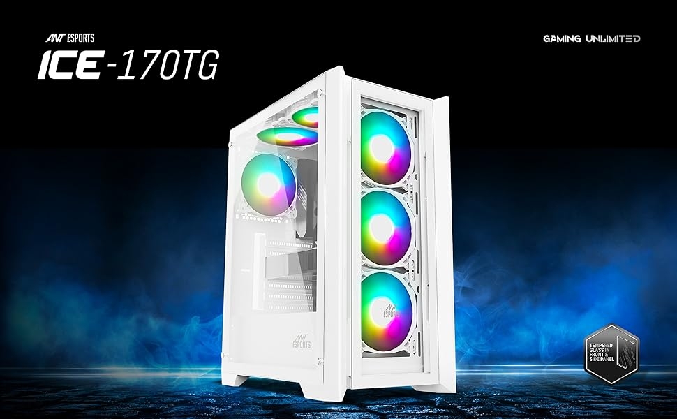 ant esports ice 170tg computer case gaming cabinet