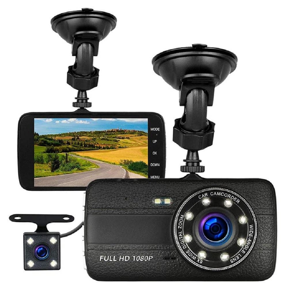 AUSHA® Dual Lens Dash Cam Full HD 1080P 170° Wide Angle Front and Rear Dashboard Camera, Parking Mode, G-Sensor