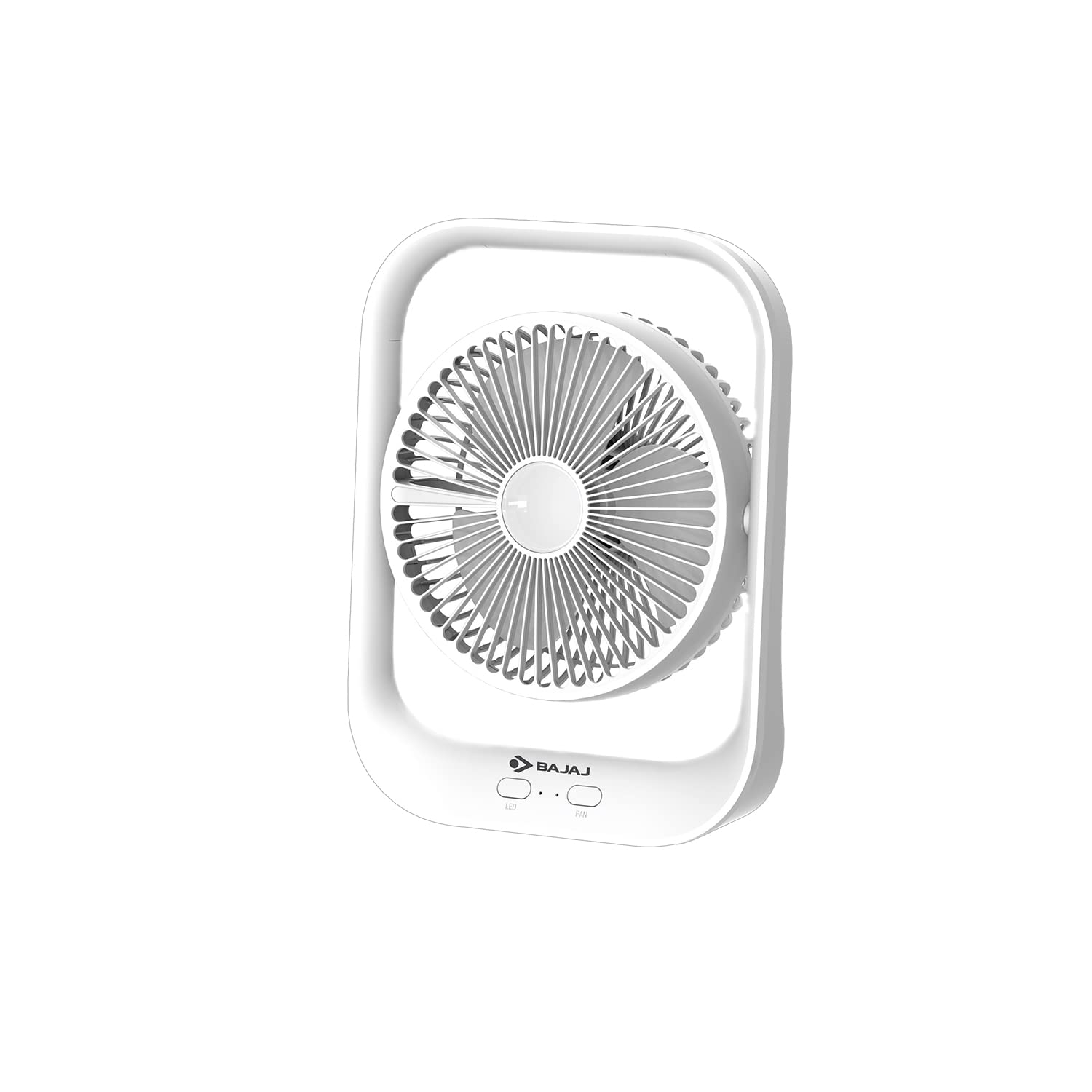 Bajaj Pygmy 178mm | USB Charging Fan | LED Light | 2100 RPM High Speed Table Fan | Silent Operation | Rechargeable Fan