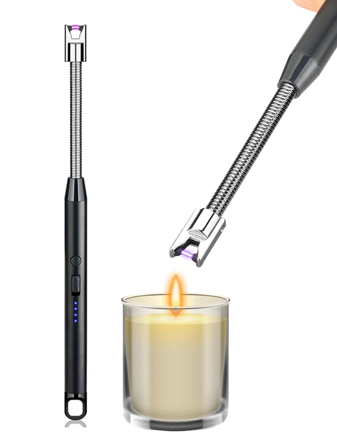 Friza Gas Lighter Electric Rechargeable Lighter for Kitchen, Plasma Lighter Flameless Windproof USB Lighter 360 Degree Flexible (2) Cigarette Lighter