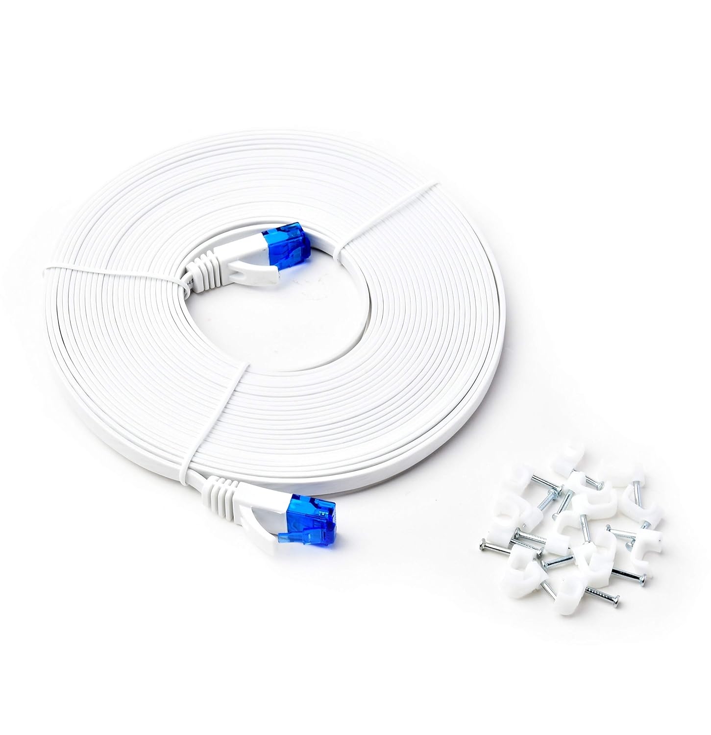 BlueRigger Cat 6 Ethernet Cable Flat Internet Network LAN Patch Cords | Solid Cat6 Computer Wire 30 Meters