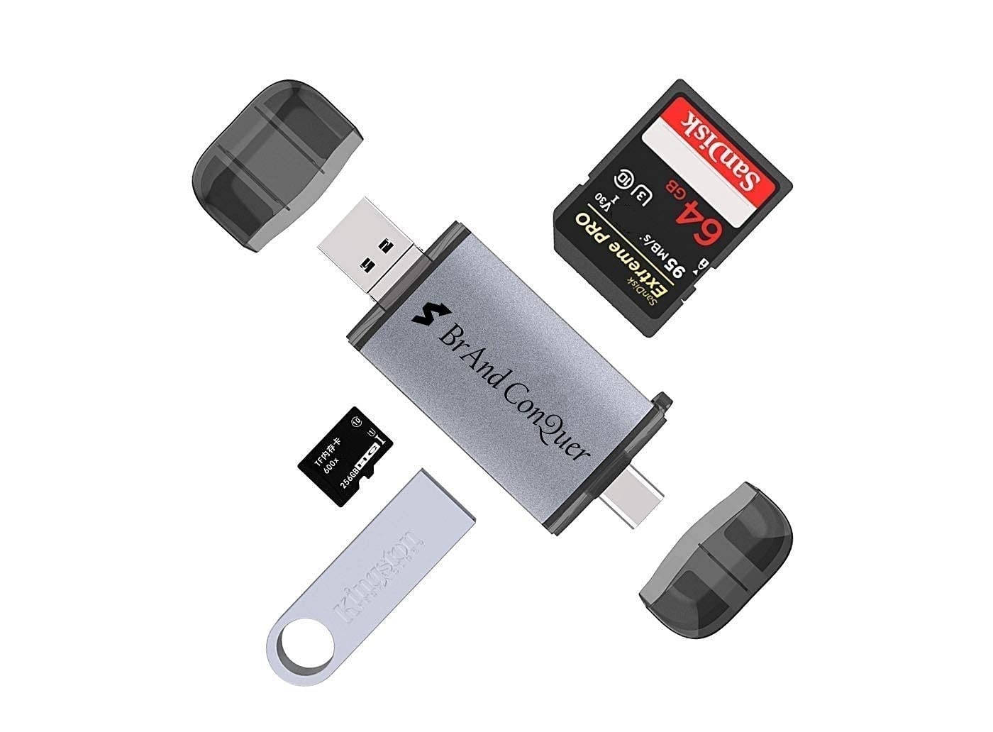 3 in1 SD Card Reader | 3.0 USB-C & Micro USB, OTG | Card Reader for Micro SD, SDHC, SDXC, MMC, RS-MMC, Micro SDXC