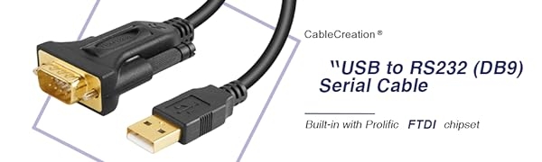 CableCreation USB to Rs-232 (Db9) Serial Converter Adapter Cable 1M for Modem, PC, Printer, Windows 10/8.1/7, Vista, Mac Os
