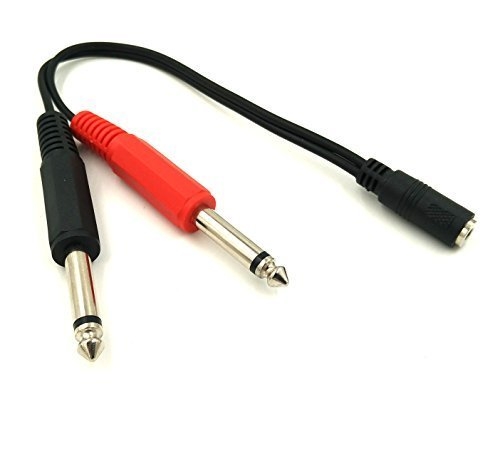 3.5mm 1/8 TRS Stereo Female to 2 X 1/4 6.3mm Mono Male Y Splitter Cable 15cm