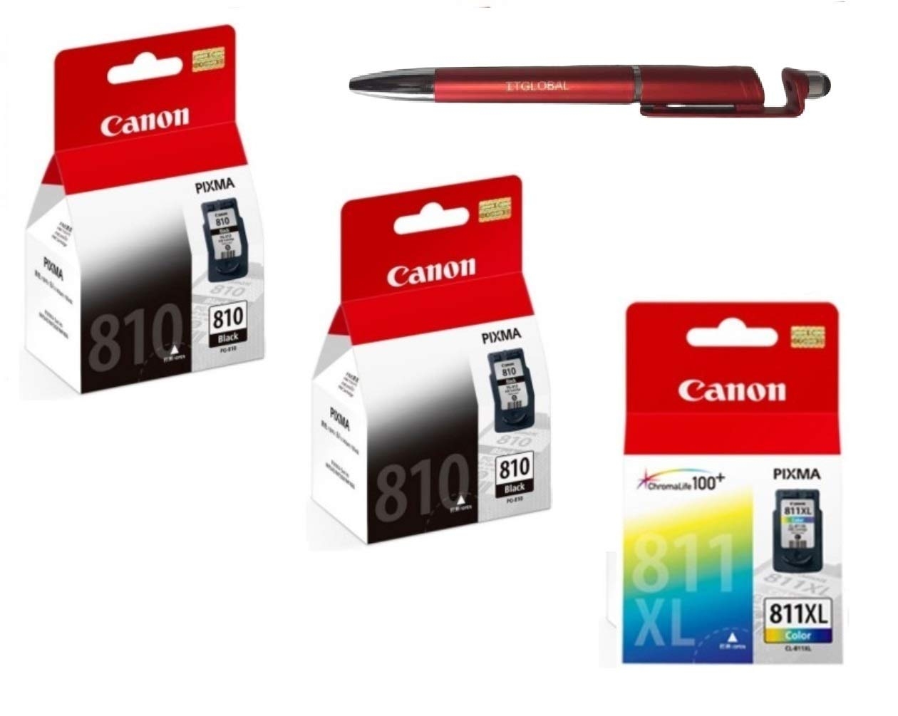 Canon PG 810 Twin & CL 811XL Ink Cartridge | 3in1 Mobile Phone Stand, Stylus Pen, Anti-Metal Rotating Ballpoint Pen