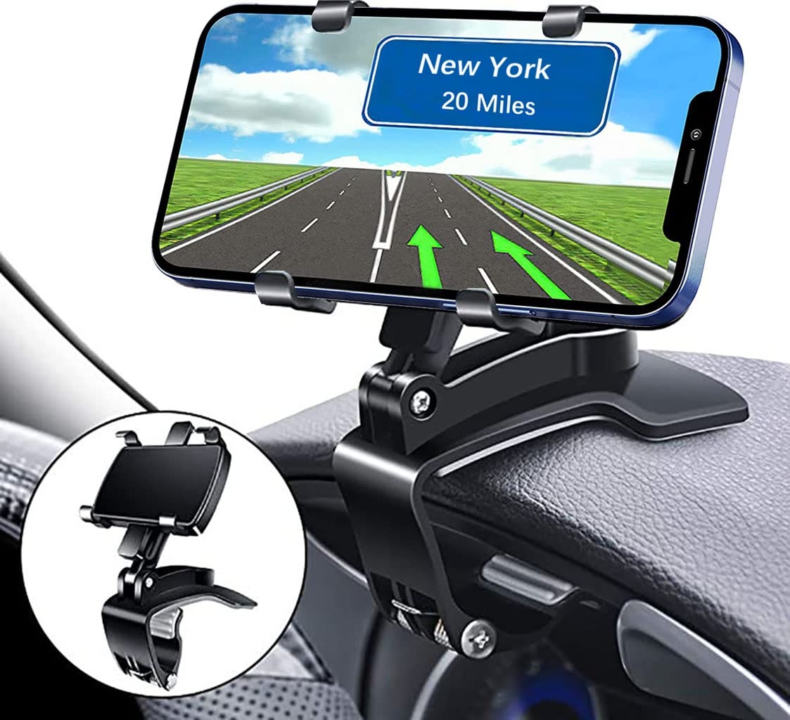 Car Phone Holder Mount for 360°s Rotation, Dashboard & Rearview Mirror Cell Phone Car Holder