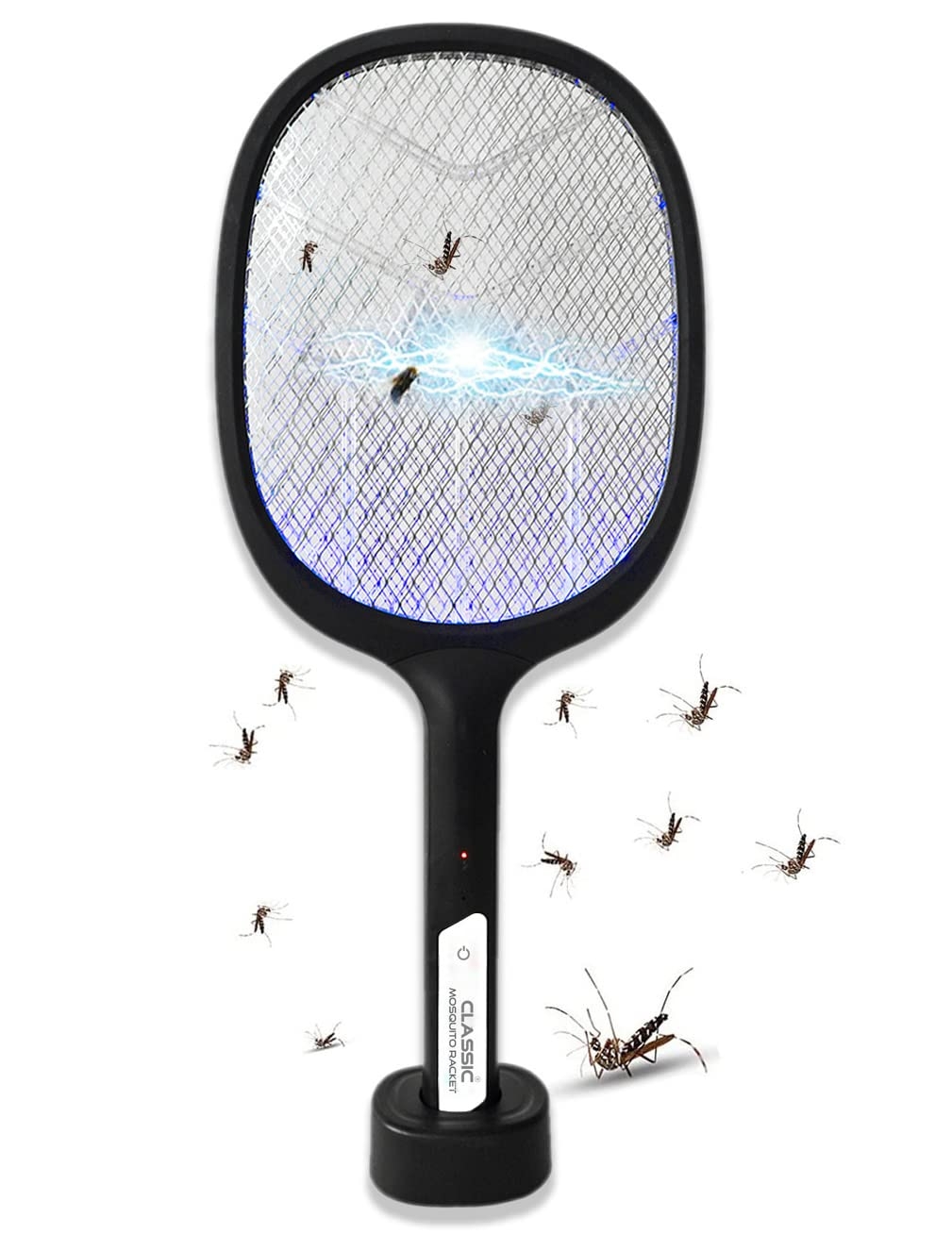 Classic Mosquito Racket With Rechargeable Insect Killer, Mosquito Bat With Led Lights, 1200Mah Lithium Ion Battery