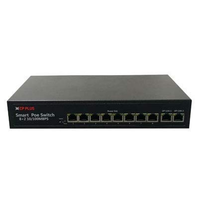 CP Plus 8-Port PoE Switch 8 x10/100 PoE + 2 x 10/100 Base-T Port for IP CCTV Cameras & Networking