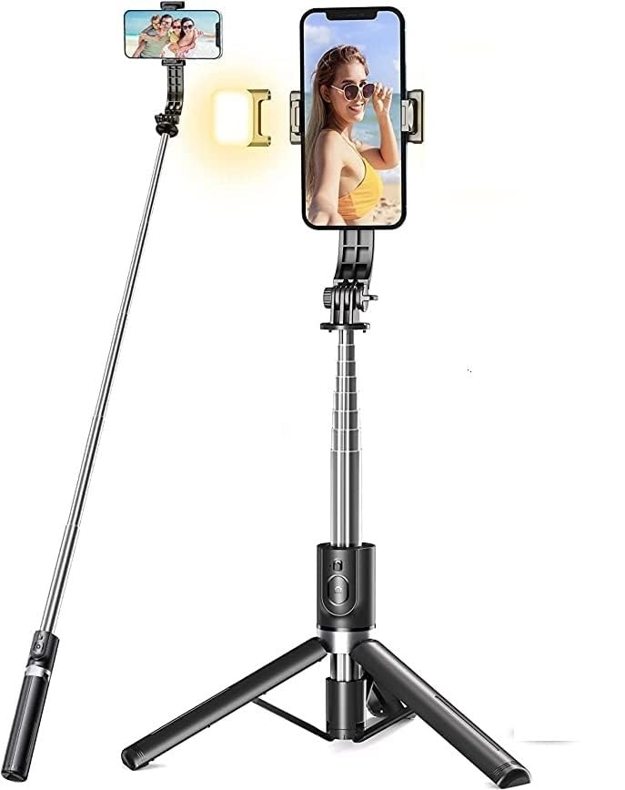 BT Slefie Stick with LED Light | Adjustable Tripod for Vlogging, Videography, Photography | Size 164, Weight 200gram